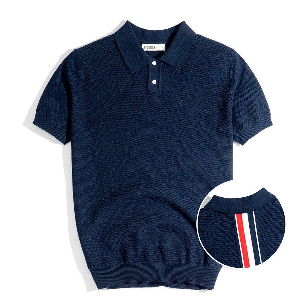 ÁO THUN POLO DỆT KIM CAO CẤP - XANH ĐEN SỌC 3 MÀU