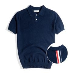 Áo Thun Polo Dệt Kim Cao Cấp - Xanh Đen Sọc 3 Màu