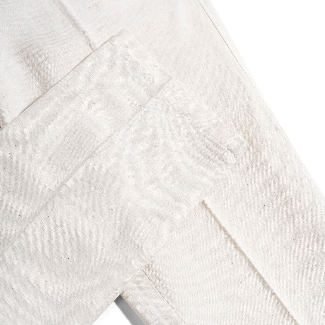 Quần Linen Dài Form Ống Đứng Màu Kem