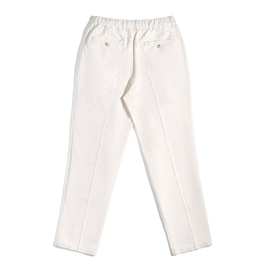 Quần Linen Dài Form Ống Đứng Màu Kem