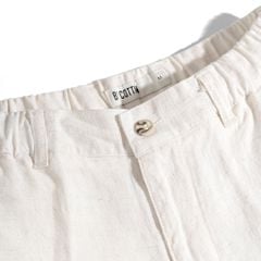 Quần Linen Dài Form Ống Đứng Màu Kem