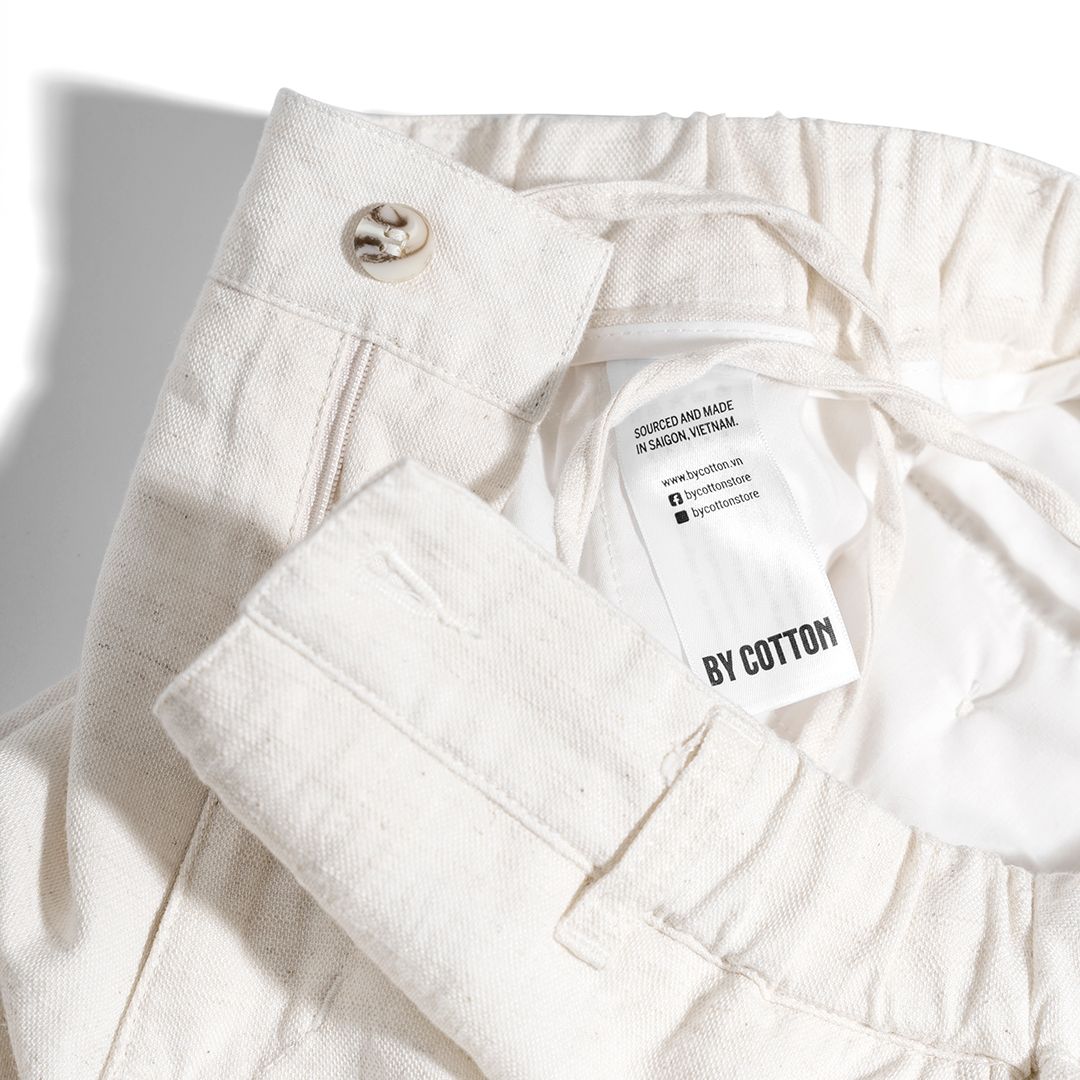Quần Linen Dài Form Ống Đứng Màu Kem