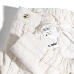 Quần Linen Dài Form Ống Đứng Màu Kem