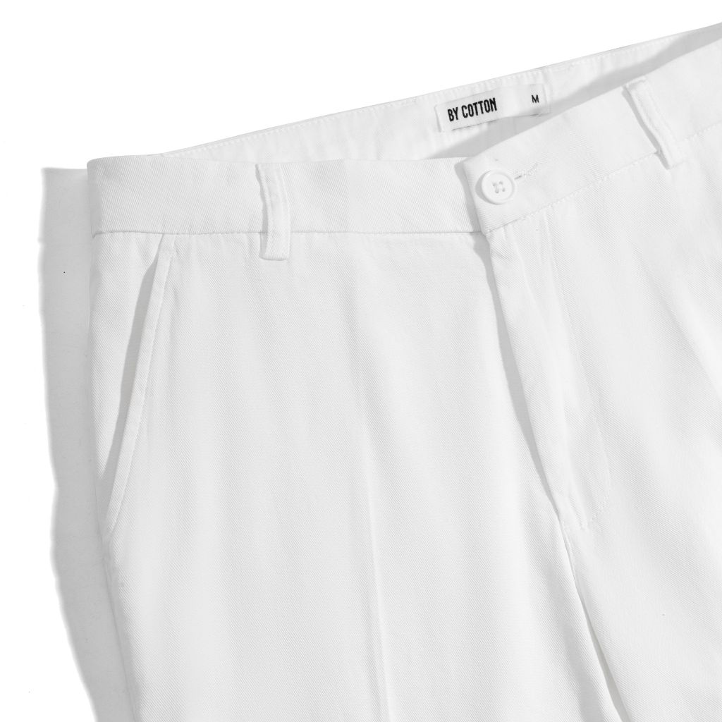 Quần Linen Dài Form Ống Đứng - Màu Trắng