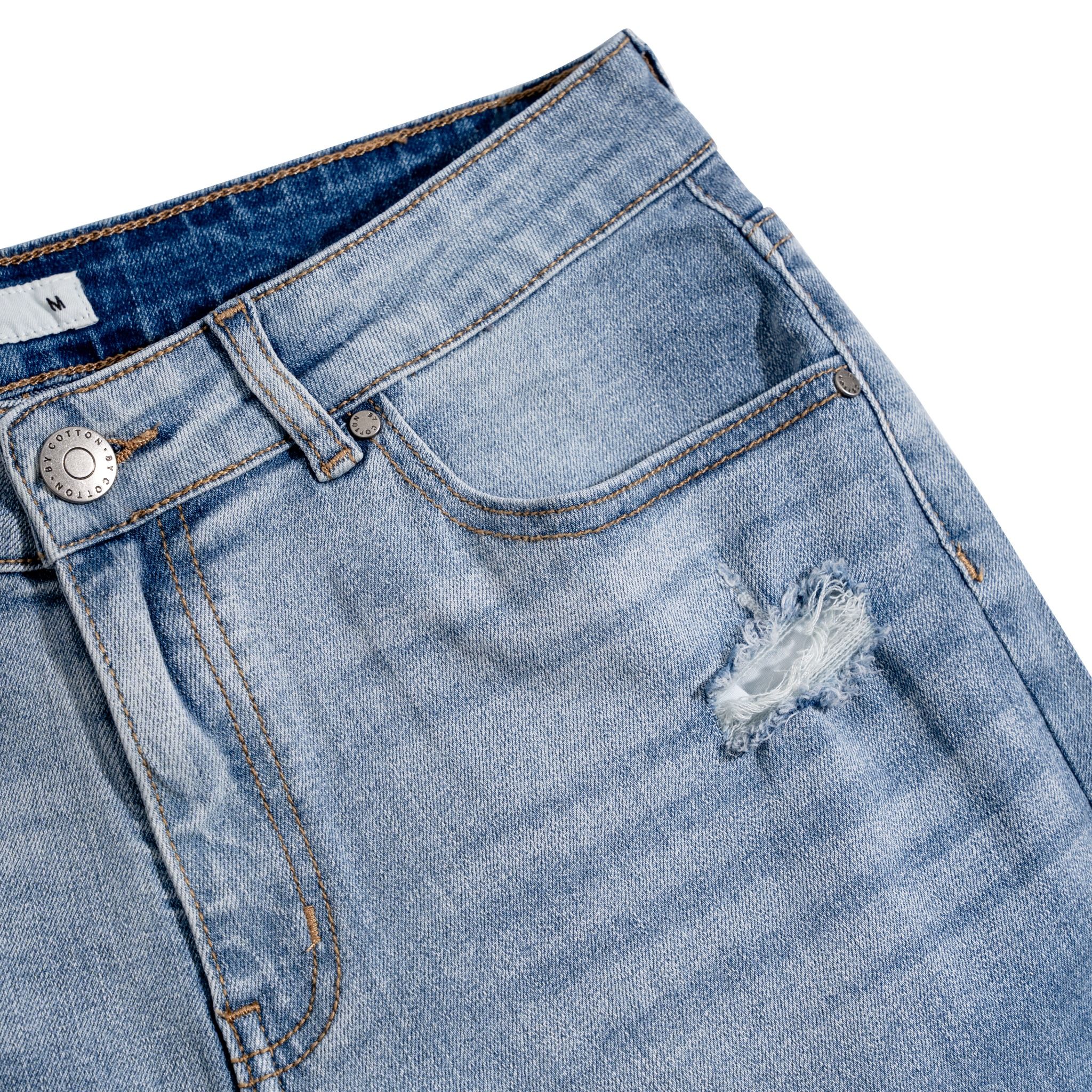 Quần Short Jeans Light Blue Rách