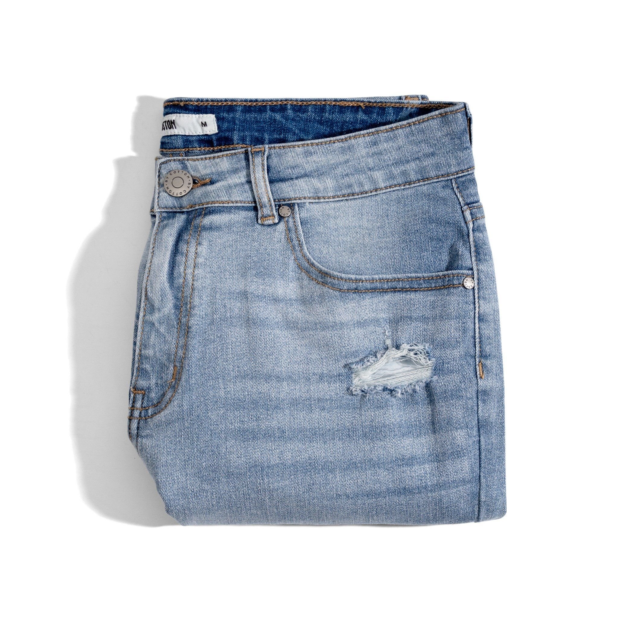 Quần Short Jeans Light Blue Rách