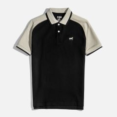 ÁO THUN POLO COOL PIQUE ĐEN - RAGLAN THÊU