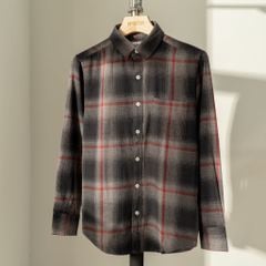 ÁO SƠ MI FLANNEL XÁM ĐỎ