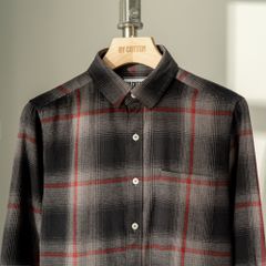 ÁO SƠ MI FLANNEL XÁM ĐỎ