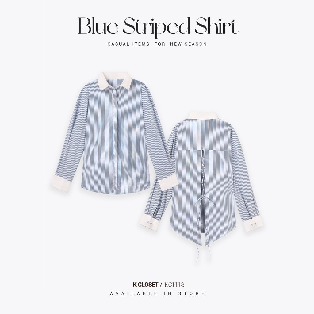 ÁO SƠ MI SỌC ĐAN DÂY SAU LƯNG NĂNG ĐỘNG K CLOSET KC1118 