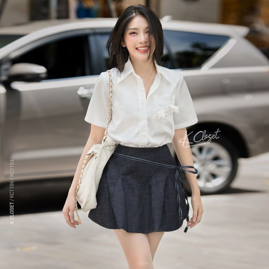  CHÂN VÁY DÁNG XOÈ PHỐI DÂY - THIẾT KẾ NĂNG ĐỘNG K CLOSET KC1186 