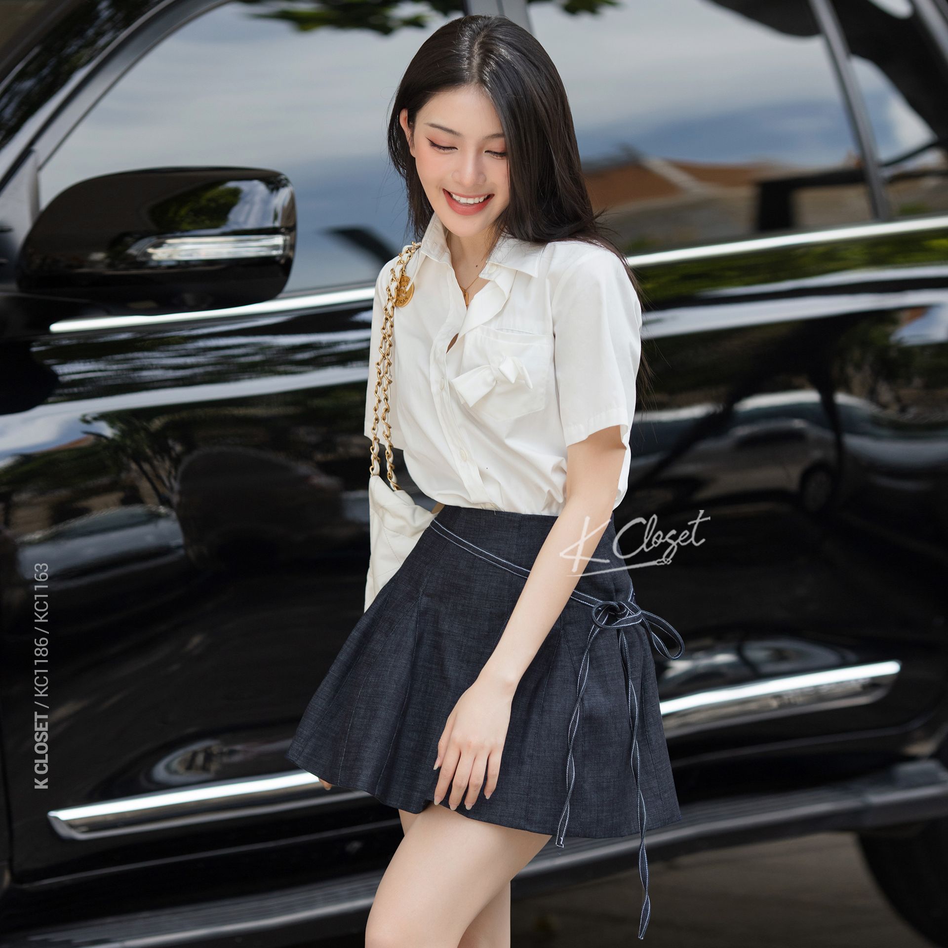  CHÂN VÁY DÁNG XOÈ PHỐI DÂY - THIẾT KẾ NĂNG ĐỘNG K CLOSET KC1186 