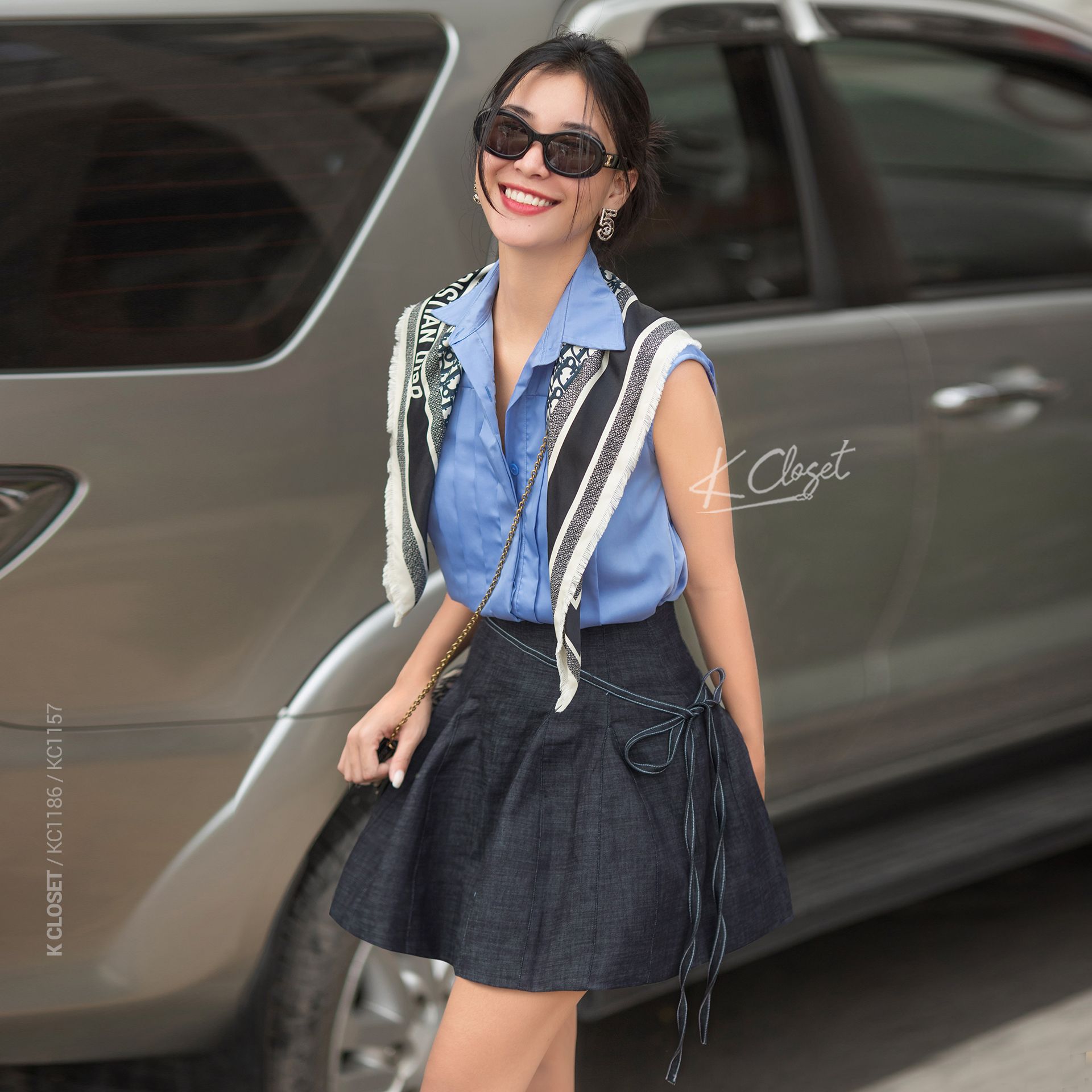  CHÂN VÁY DÁNG XOÈ PHỐI DÂY - THIẾT KẾ NĂNG ĐỘNG K CLOSET KC1186 