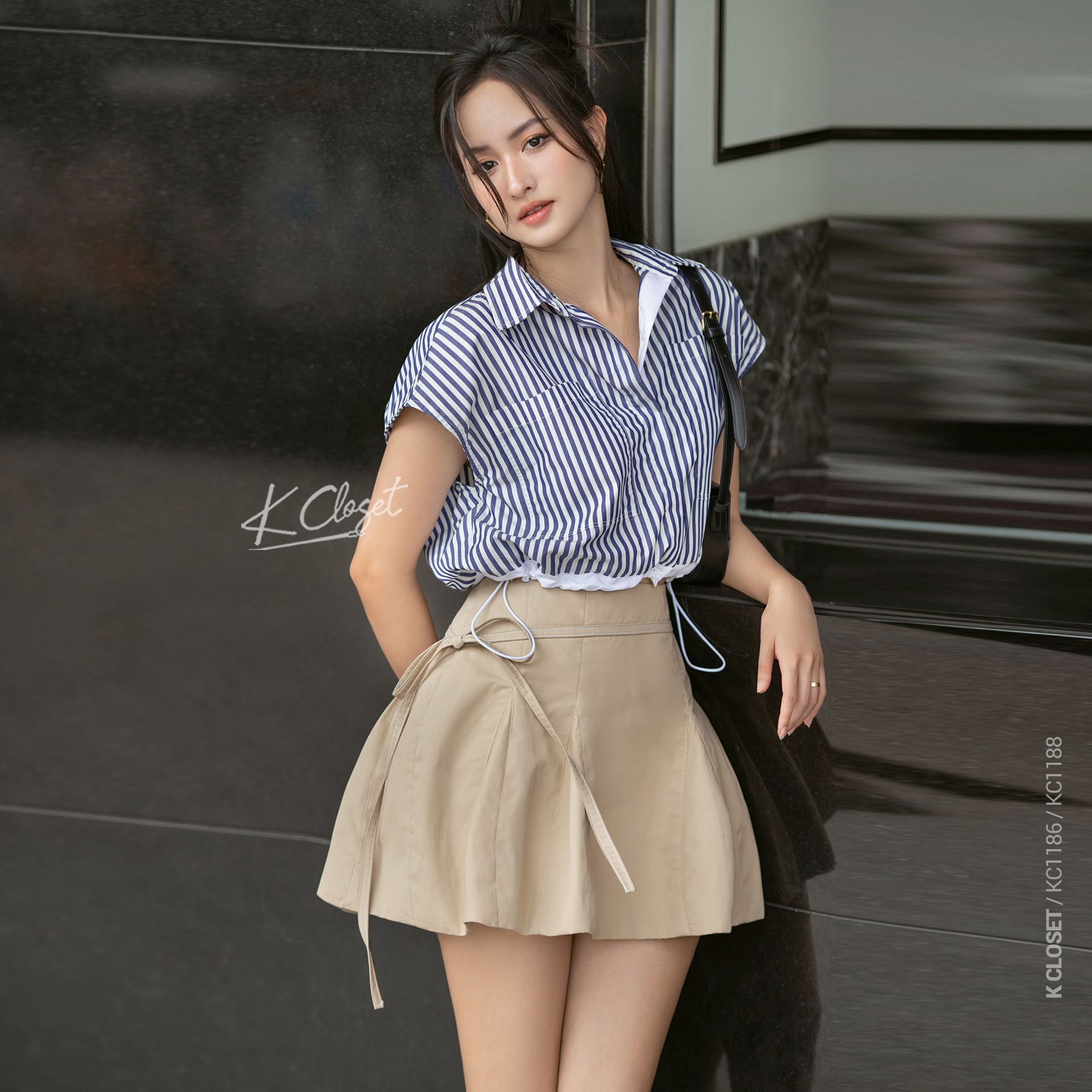  CHÂN VÁY DÁNG XOÈ PHỐI DÂY - THIẾT KẾ NĂNG ĐỘNG K CLOSET KC1186 