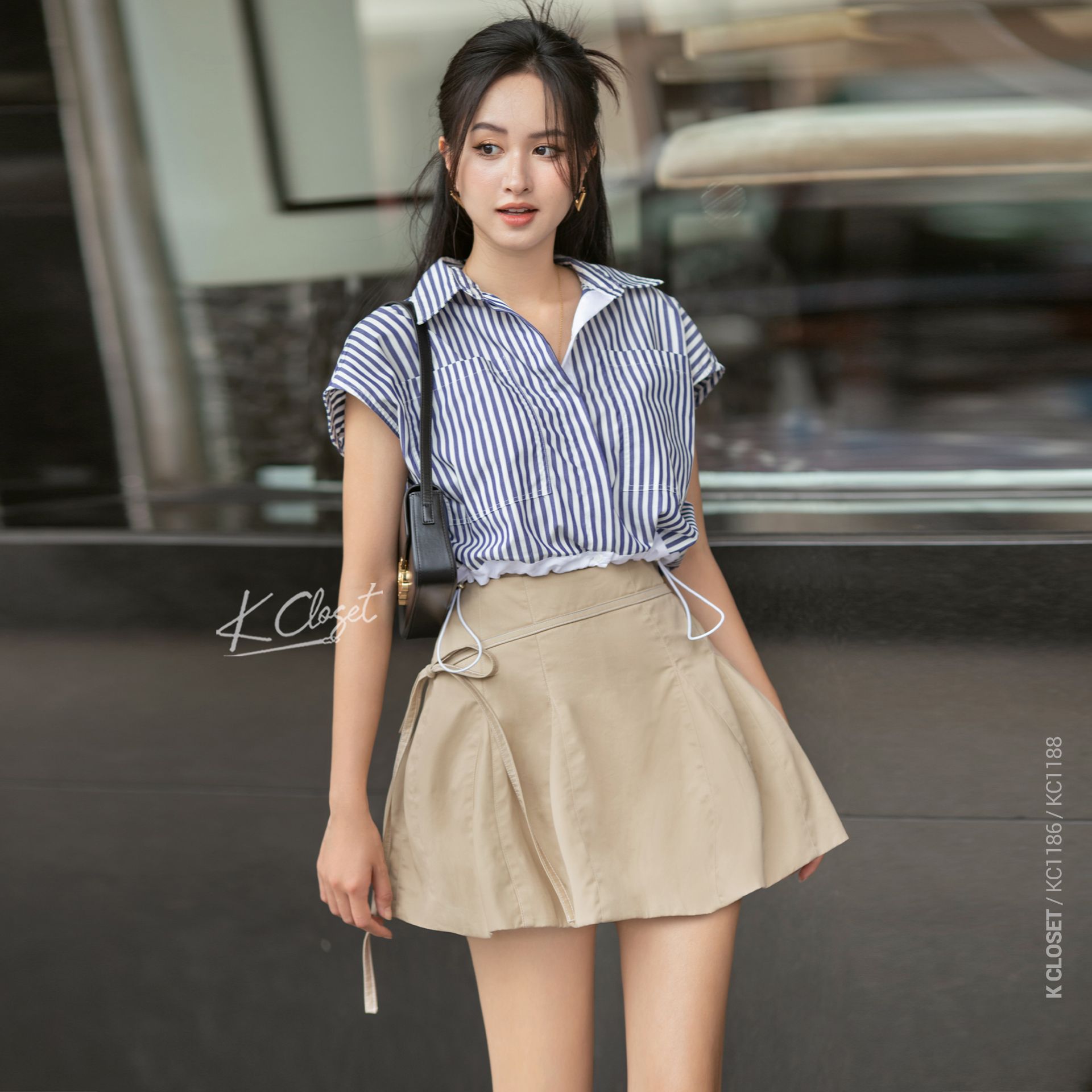  CHÂN VÁY DÁNG XOÈ PHỐI DÂY - THIẾT KẾ NĂNG ĐỘNG K CLOSET KC1186 