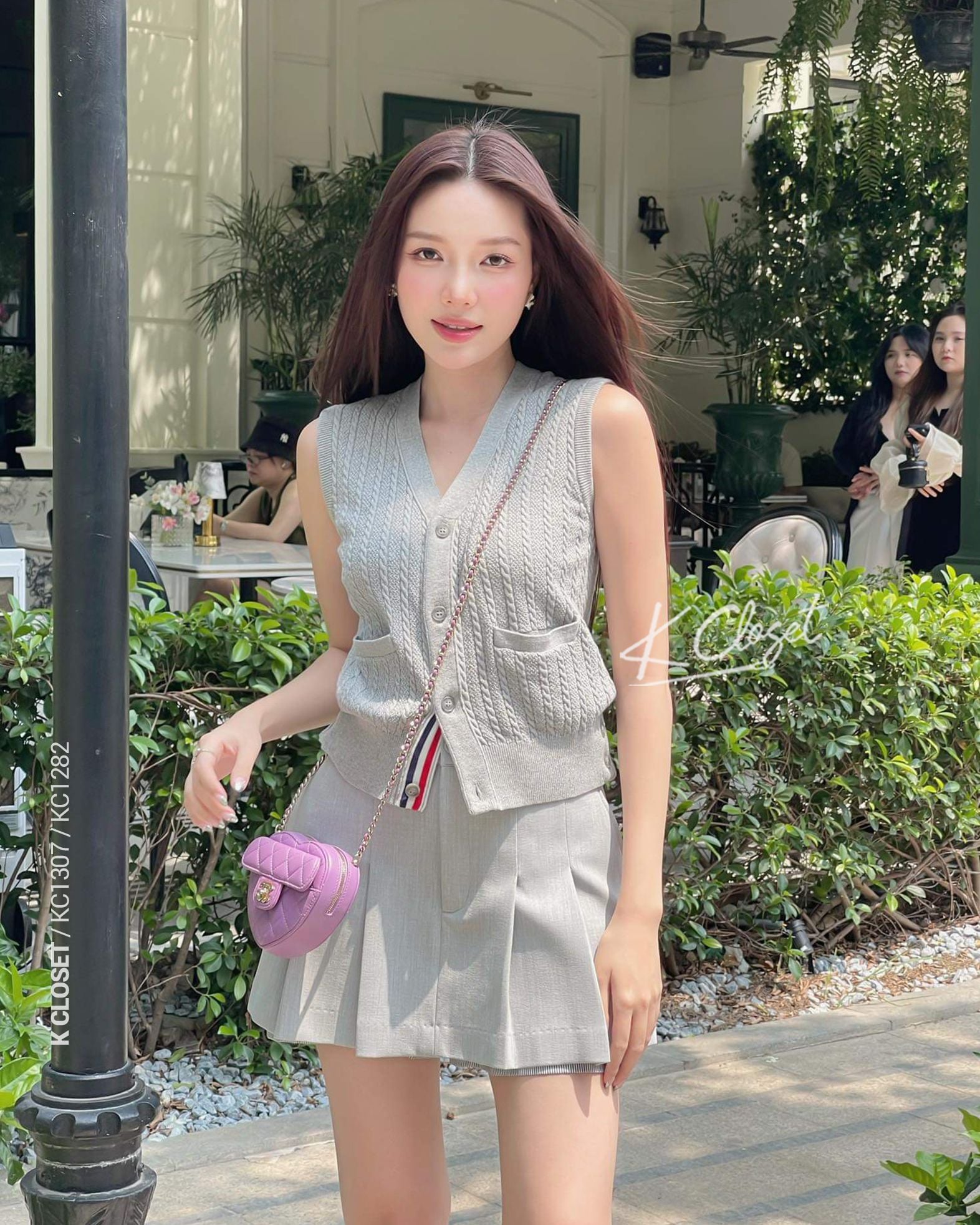  CHÂN VÁY XẾP LY LÓT QUẦN KẺ SỌC - ĐI LÀM DẠO PHỐ K CLOSET KC1307 