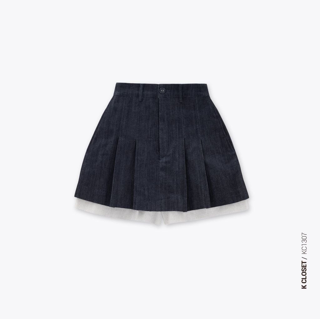  CHÂN VÁY XẾP LY LÓT QUẦN KẺ SỌC - ĐI LÀM DẠO PHỐ K CLOSET KC1307 