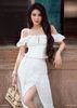  Áo thêu nơ cổ vuông phối ren K Closet S1010 