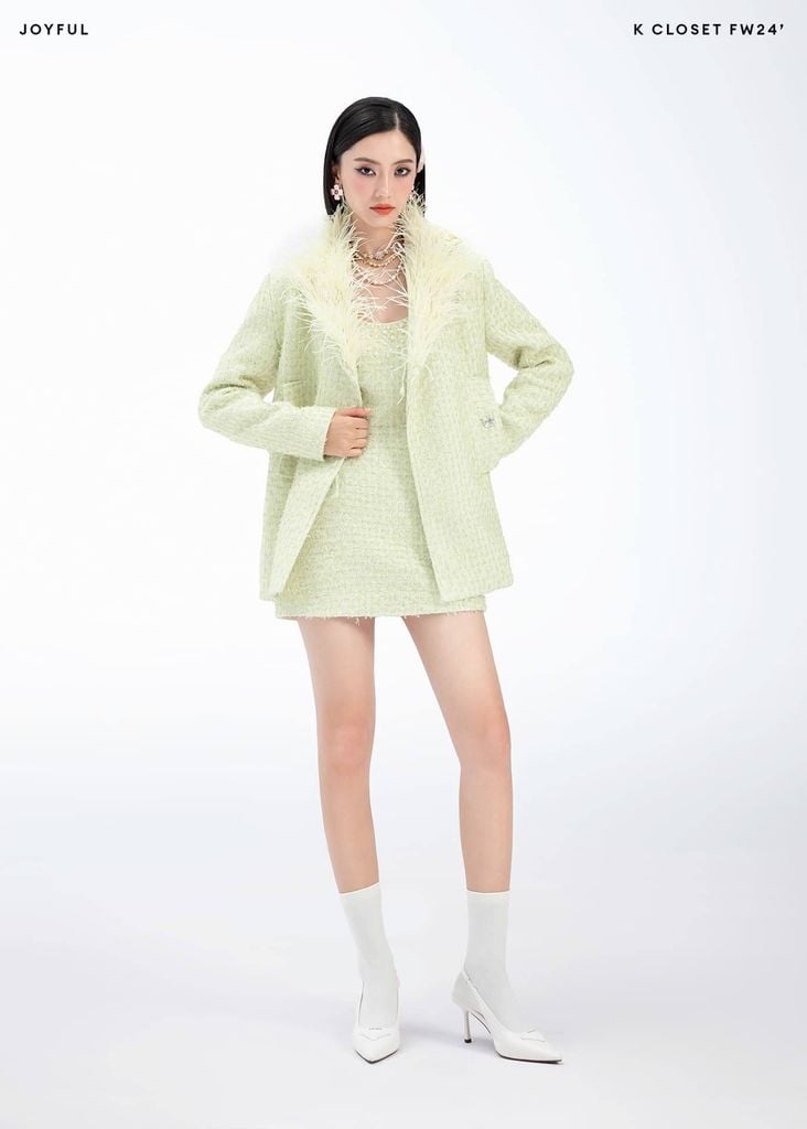  ÁO VEST TWEED NÚT ĐÁ K CLOSET A2030 