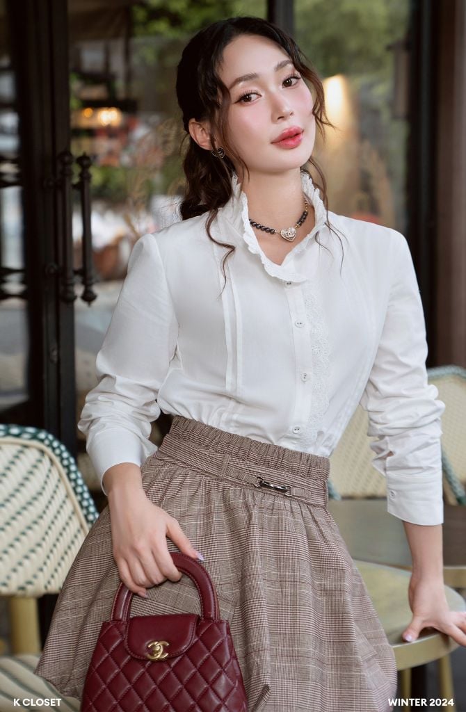  ÁO SƠ MI TAY DÀI CỔ BÈO K CLOSET A3014 