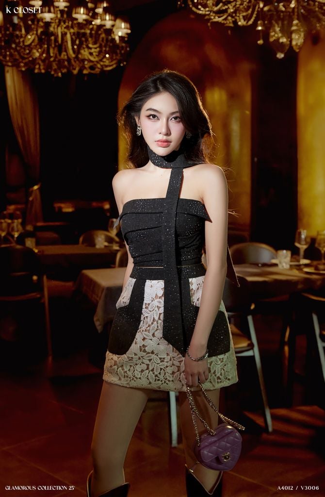  ÁO CÚP NGỰC ĐÍNH ĐÁ CÓ DÂY RỜI K CLOSET A4012 