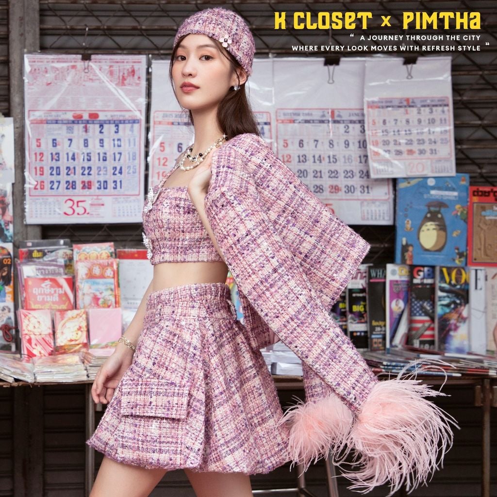  ÁO KHOÁC TWEED TAY GẮN LÔNG K CLOSET A2022 