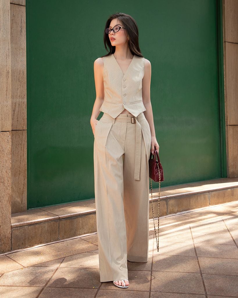  ÁO GHI LÊ SỌC CHÉO LAI TAM GIÁC K CLOSET A1016 