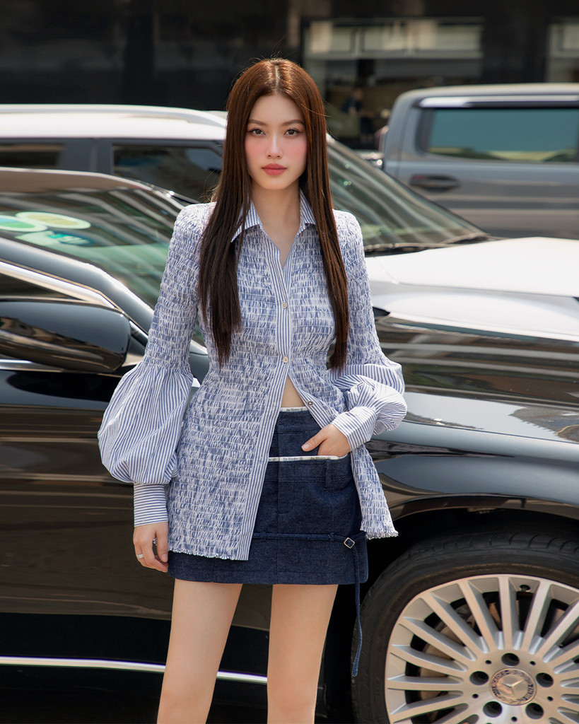  ÁO SƠ MI DÁNG DÀI SMOCKING K CLOSET A2004 