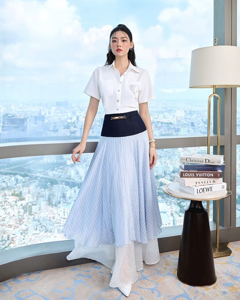  ÁO SƠ MI CROPTOP TÚI KẾT CƯỜM TRÁI TIM K CLOSET A2014 