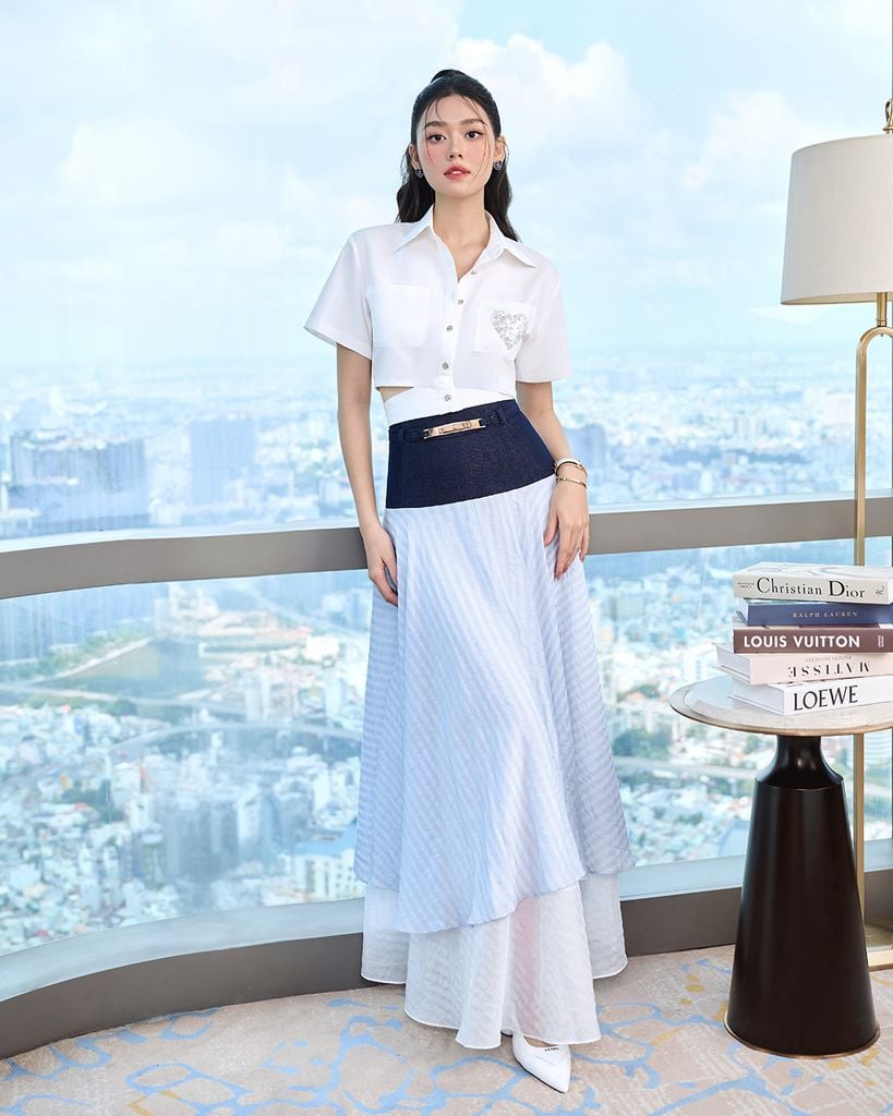  ÁO SƠ MI CROPTOP TÚI KẾT CƯỜM TRÁI TIM K CLOSET A2014 