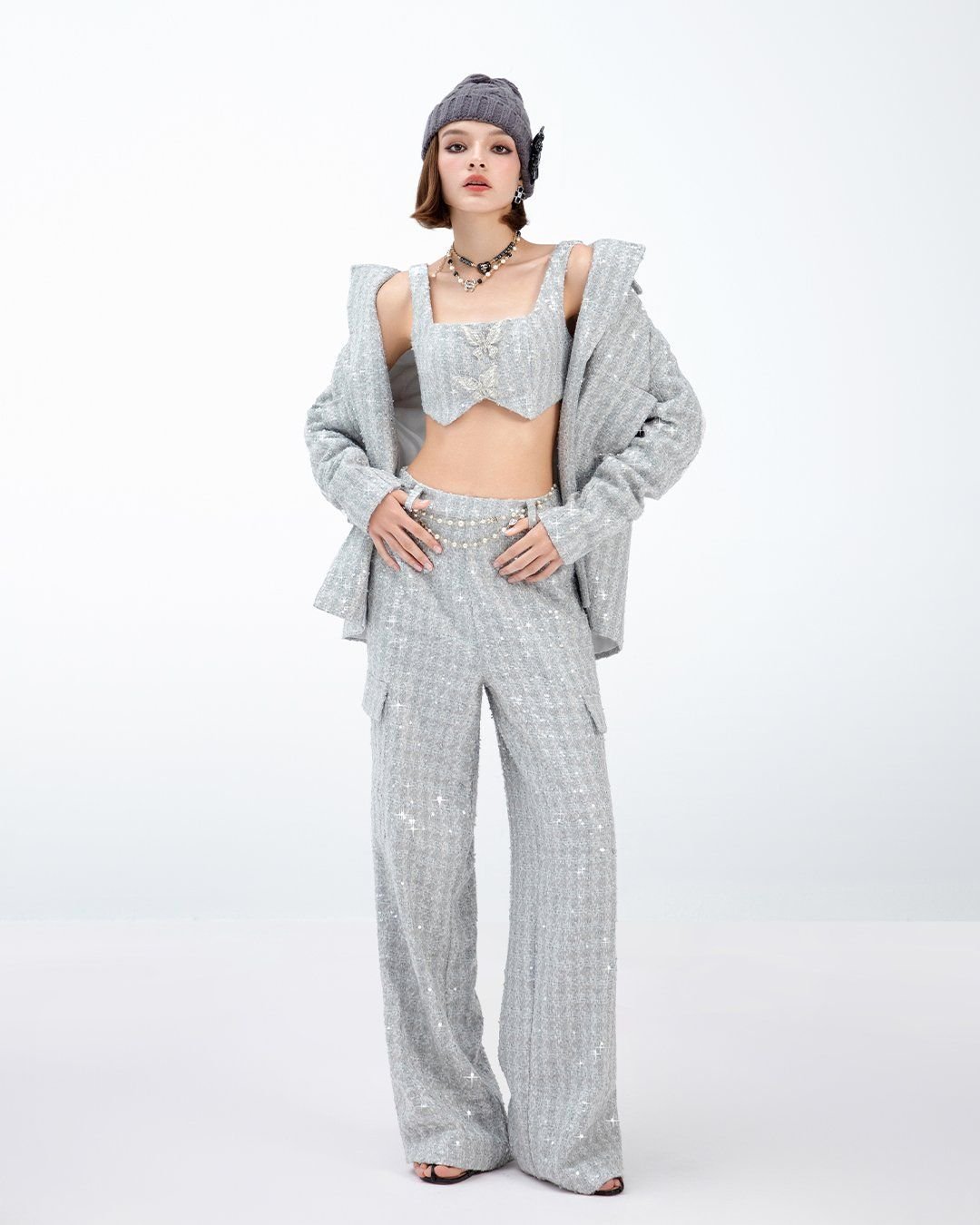  ÁO CROPTOP TWEED CÁNH BƯỚM K CLOSET A2018 