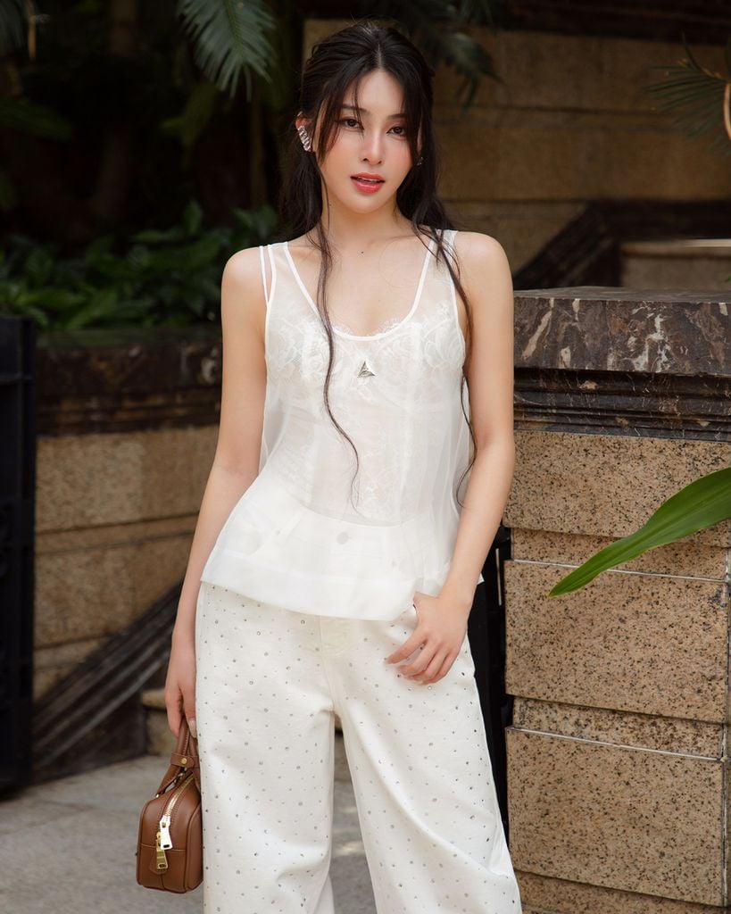  SHEER SILK TANK TOP - ÁO VOAN LOGO GIỮA K CLOSET A3005 