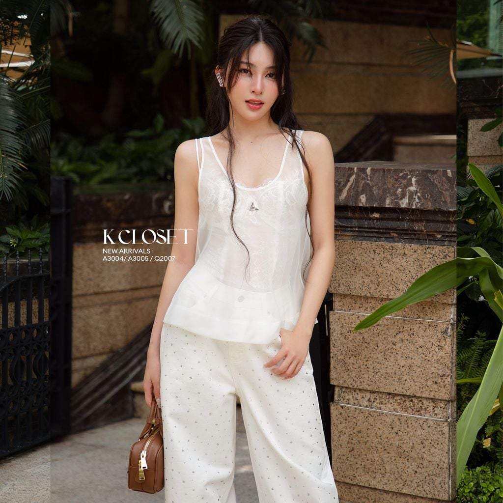  Set áo bra ren + áo tanktop voan K Closet A3004A3005 