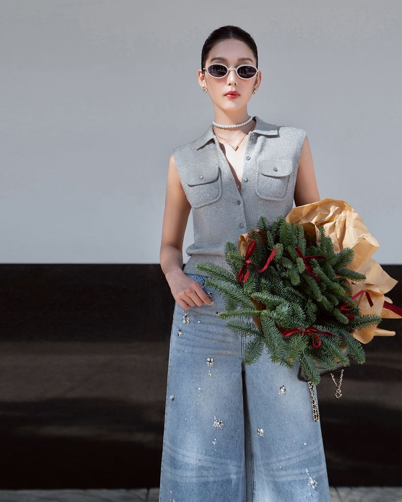  ÁO LEN GHI LÊ CỔ BẺ TÚI HỘP K CLOSET A1037 