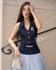  ÁO GHI LÊ DENIM CỔ BẺ CHỮ K ĐÍNH ĐÁ K CLOSET A2015 