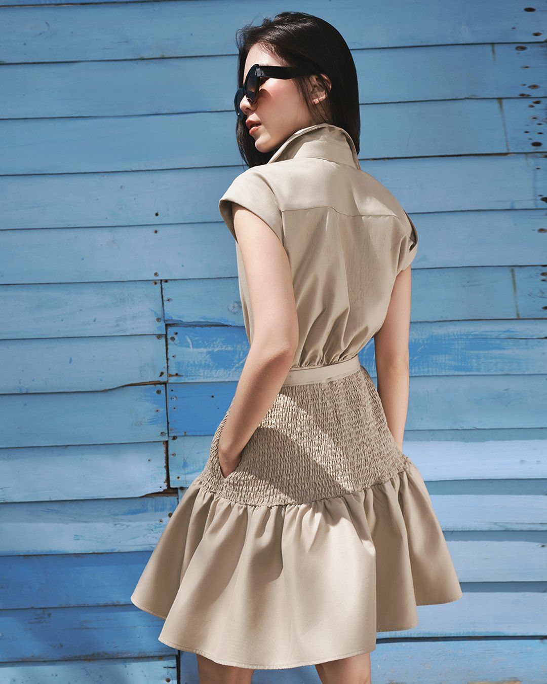  SUMMER BREATH DRESS - ĐẦM NGẮN CỔ BẺ NHÚN HÔNG K CLOSET D1006 