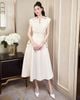  ĐẦM DÀI EO CHẠY CHỈ CẦU VAI NÚT ĐỒNG K CLOSET D1016 