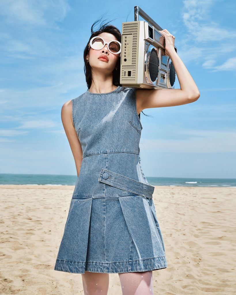  SUMMER COTTON DENIM JEAN DRESS - ĐẦM JEAN SÁT NÁCH K CLOSET D3006 