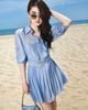  SHEER SILK PLEATED SEA DRESS - ĐẦM TAY LỠ XẾP LY K CLOSET D3007 
