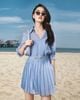  SHEER SILK PLEATED SEA DRESS - ĐẦM TAY LỠ XẾP LY K CLOSET D3007 