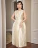  ĐẦM TAFTA DÁNG DÀI HỞ LƯNG PHỐI NƠ TO - ĐI TIỆC SANG TRỌNG K CLOSET D4001 