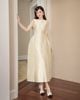  ĐẦM TAFTA DÁNG DÀI HỞ LƯNG PHỐI NƠ TO - ĐI TIỆC SANG TRỌNG K CLOSET D4001 