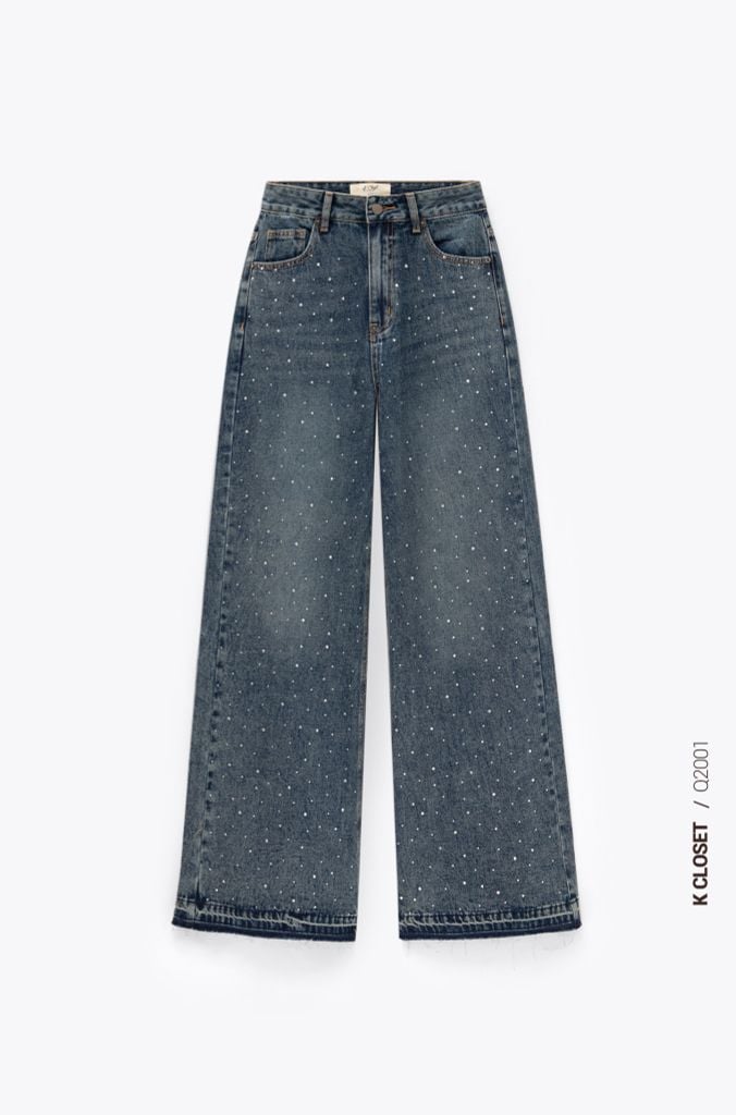  QUẦN JEAN ỐNG RỘNG ĐÍNH ĐÁ PHONG CÁCH K CLOSET Q2001 