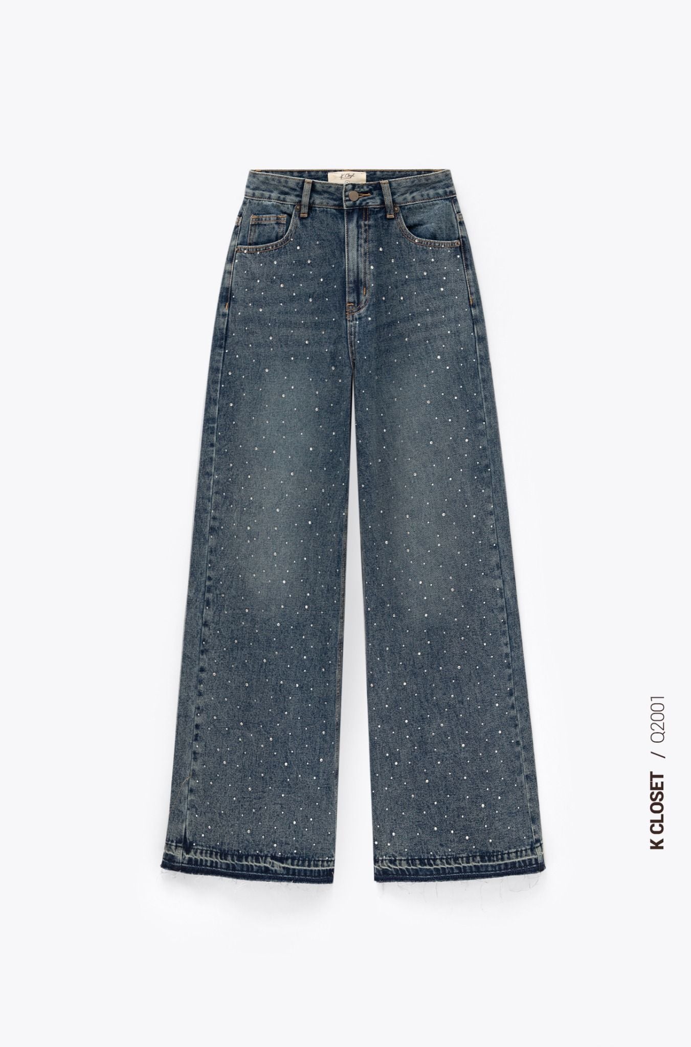  QUẦN JEAN ỐNG RỘNG ĐÍNH ĐÁ PHONG CÁCH K CLOSET Q2001 