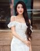  SET ÁO THÊU NƠ CỔ VUÔNG - CHÂN VÁY MIDI XẺ TÀ K CLOSET S1010S1011 
