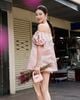  SET ÁO TRỄ VAI TAY PHỒNG ĐÍNH NƠ - QUẦN SHORT K CLOSET S2028 