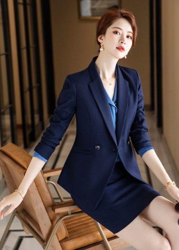 Set Công Sở NK Fashion Áo Cổ Vest Tay Lỡ Kèm Quần Ống Suông Lưng Cao