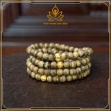  VÒNG TRẦM HƯƠNG 108 HẠT KALIMANTAN MIX VÀNG 