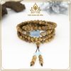  VÒNG TRẦM HƯƠNG 108 HẠT ĐÁ AQUAMARINE LU THỐNG  - 50 NĂM TUỔI 