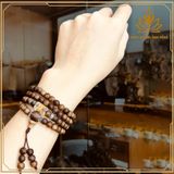 VÒNG TRẦM HƯƠNG 108 HẠT MIX ĐÁ PHÙ LIÊN CHỮ PHẬT - 6LI 